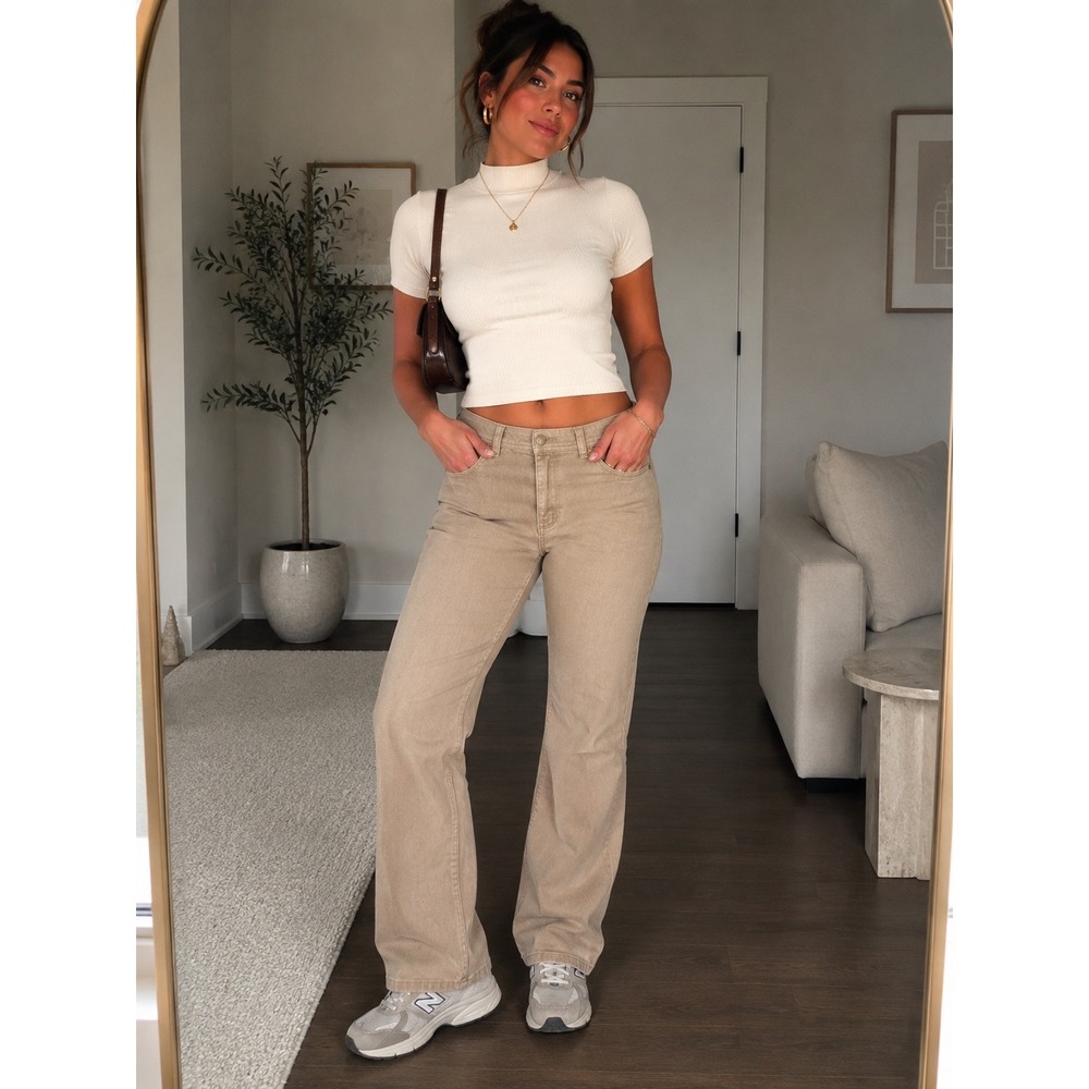 Democracy Ab Technology Tan Bootcut Jeans Womens Size‎ 16 Stretch Beige Pants